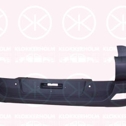 Bumper, w/primer, Rear, with spoiler, with hole(s) for parking distance control, 7410 JP (PEUGEOT)