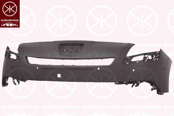 Bumper, Front, Upper section, for vehicles with parking assistant system, Number of bores: 6, w/primer, 7401 ST (PEUGEOT)