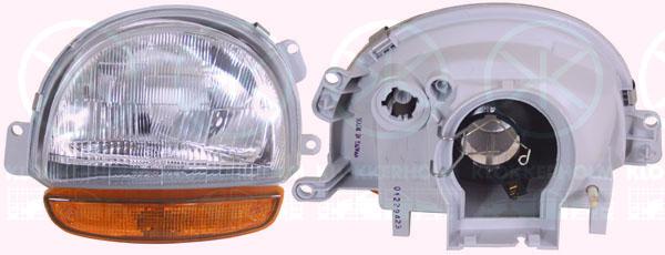 Headlight, H4, for vehicles with headlight levelling, Depo, Left, Illuminance [lx]: 12.5, Indicator Colour: yellow, 260107456R (RENAULT), 77 01 036 395 (RENAULT)