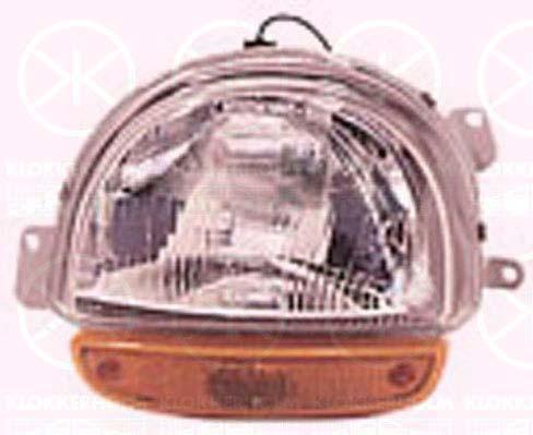 Headlight, H4, for vehicles without headlight levelling, Depo, Right, Illuminance [lx]: 12.5, Indicator Colour: yellow, 260107456R (RENAULT), 77 01 036 392 (RENAULT)