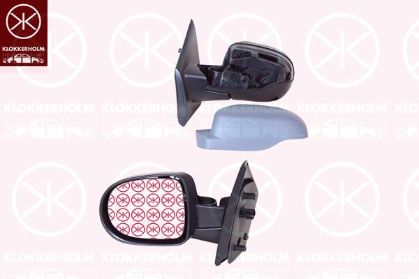 Exterior Mirror, Left, for electric mirror adjustment, Number of pins: 5, Heatable, w/primer, Aspherical, 77 01 071 875 (RENAULT), 96 30 207 48R (RENAULT)