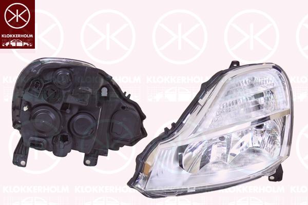 Headlight, Illuminance [lx]: 17.5, Right, H7/H1, for vehicles with headlight levelling, Valeo, 77 01 069 732 (RENAULT)