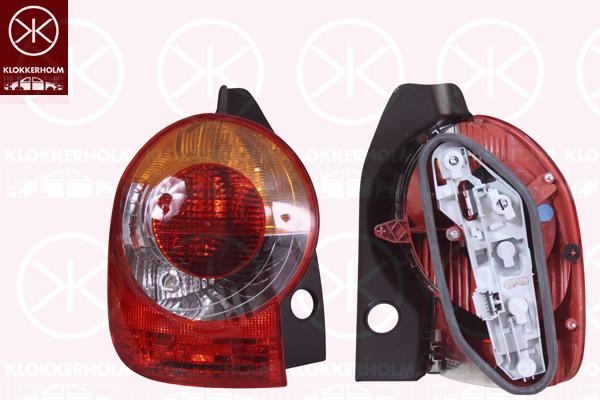 Tail Light Assembly, Left, Indicator Colour: yellow, with bulb holder, 82 00 212 205 (RENAULT), 82 00 538 786 (RENAULT)