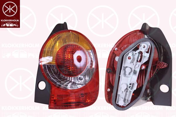 Tail Light Assembly, Right, Indicator Colour: yellow, with bulb holder, 82 00 212 204 (RENAULT), 82 00 538 785 (RENAULT)