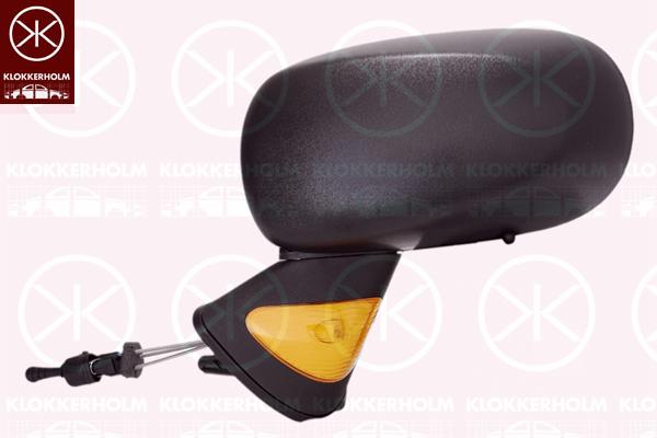 Exterior Mirror, Left, Control: cable pull, black, with indicator, 77 01 065 900 (RENAULT)