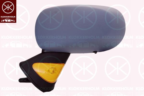 Exterior Mirror, Left, for electric mirror adjustment, with indicator, Heatable, w/primer, 7701065901 (RENAULT)