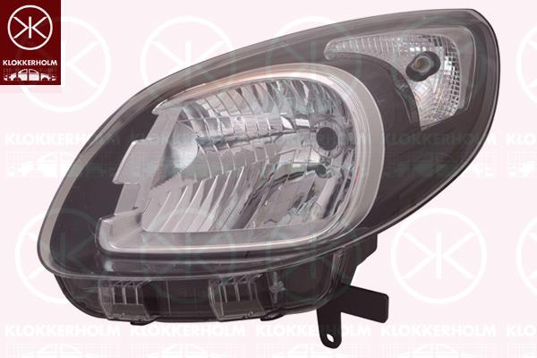 Headlight, Left, H4, Housing Colour: black, without motor for headlamp levelling, 26 06 079 49R (RENAULT)