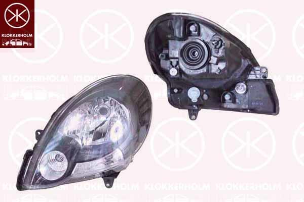 Headlight, H4, with motor for headlamp levelling, Left, Illuminance [lx]: 12.5, Housing Colour: black, 77 01 071 596 (RENAULT)