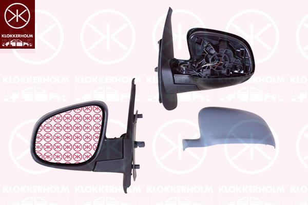 Exterior Mirror, Right, for electric mirror adjustment, Number of pins: 7, Heatable, w/primer, Aspherical, 96 30 107 14R (RENAULT), 96 36 563 92R (RENAULT), 96 37 423 74R (RENAULT)