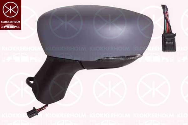 Exterior Mirror, Left, for electric mirror adjustment, Electronically foldable, with indicator (LED), Number of pins: 9, w/primer, Heatable, Aspherical, 261657934R (RENAULT), 963027007R (RENAULT), 963669996R (RENAULT), 963739179R (RENAULT)