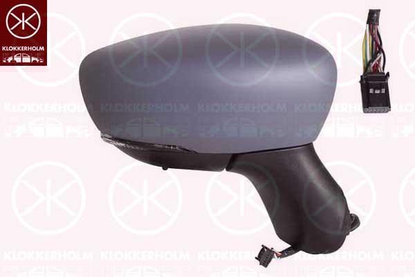 Exterior Mirror, Right, for electric mirror adjustment, Electronically foldable, with indicator (LED), with thermo sensor, Number of pins: 11, w/primer, Heatable, Convex, 963654973R (RENAULT), 261603998R (RENAULT), 963016046R (RENAULT), 963747201R (RENAULT)