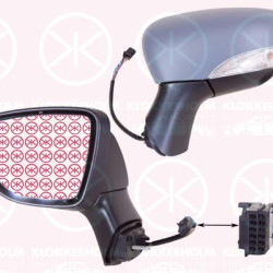 Exterior Mirror, Left, for electric mirror adjustment, Electronically foldable, with indicator, Number of pins: 9, w/primer, Heatable, Aspherical, 26 16 594 50R (RENAULT), 96 36 699 96R (RENAULT), 96 30 291 40R (RENAULT), 96 37 326 31R (RENAULT)