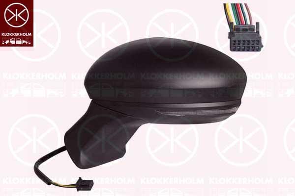 Exterior Mirror, Left, for electric mirror adjustment, with indicator (LED), Number of pins: 7, black, Heatable, Aspherical, 963027811R (RENAULT), 963060543R (RENAULT), 963662354R (RENAULT), 963738420R (RENAULT)