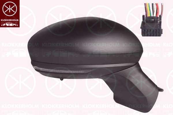 Exterior Mirror, Right, for electric mirror adjustment, with indicator (LED), Number of pins: 9, with thermo sensor, black, Heatable, Aspherical, 963016661R (RENAULT), 963055518R (RENAULT), 963650126R (RENAULT), 963749535R (RENAULT)