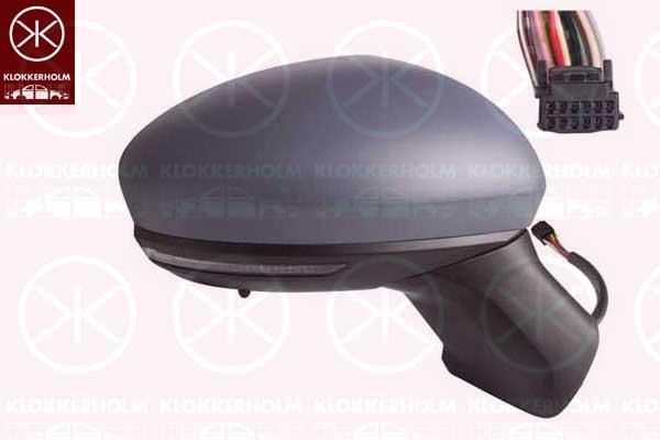 Exterior Mirror, Right, Electronically foldable, with indicator (LED), Number of pins: 12, with thermo sensor, w/primer, Heatable, Aspherical, 963055518R (RENAULT), 963650126R (RENAULT), 963019773R (RENAULT), 963747851R (RENAULT)