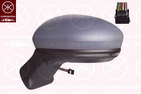 Exterior Mirror, Left, for vehicles with lane keeping assist, Electronically foldable, with indicator (LED), Number of pins: 10, w/primer, Heatable, Aspherical, 963060543R (RENAULT), 963026088R (RENAULT), 963735760R (RENAULT), 963652775R (RENAULT)