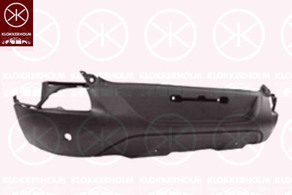 Bumper, with hole(s) for parking assistant system, Rear, black, 85 0B 261 92R (RENAULT)