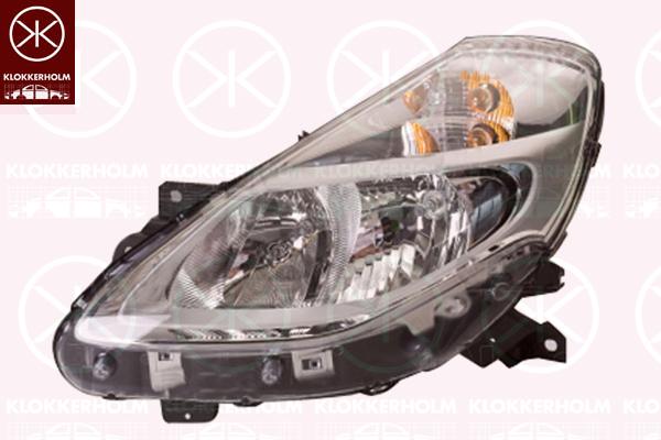 Headlight, H7/H7, with motor for headlamp levelling, Left, Illuminance [lx]: 12.5, Housing Colour: chrome, 260608589R (RENAULT), 77 01 072 004 (RENAULT), 7701072004 (RENAULT)