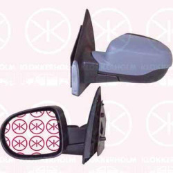 Exterior Mirror, Left, for electric mirror adjustment, Number of pins: 5, w/primer, Heatable, Aspherical, 77 01 071 875 (RENAULT), 77 01 069 553 (RENAULT), 77 01 071 871 (RENAULT)