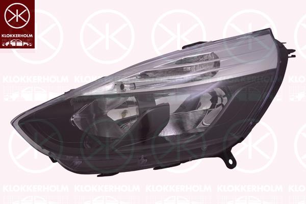 Headlight, H7/H1, Right, PY24W, Illuminance [lx]: 12.5, Housing Colour: black, with motor for headlamp levelling, AL, 26 01 031 27R (RENAULT)