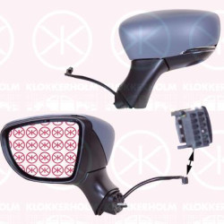 Exterior Mirror, Right, Electronically foldable, with indicator (LED), with thermo sensor, Number of pins: 11, w/primer, Heatable, Convex, 963654973R (RENAULT), 261603998R (RENAULT), 963747201R (RENAULT), 963011136R (RENAULT)