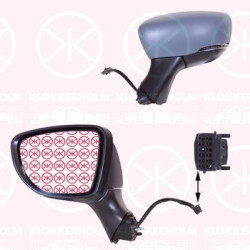 Exterior Mirror, for vehicles with lane keeping assist, Left, Electronically foldable, with indicator (LED), Number of pins: 10, w/primer, Heatable, Aspherical, 261657934R (RENAULT), 963739179R (RENAULT), 963665070R (RENAULT), 963027417R (RENAULT)