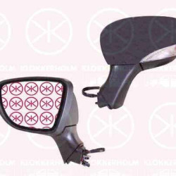 Exterior Mirror, Left, for electric mirror adjustment, with indicator, Number of pins: 7, black, Heatable, Aspherical, 26 16 594 50R (RENAULT), 96 36 699 96R (RENAULT), 96 30 220 31R (RENAULT), 96 37 376 11R (RENAULT)