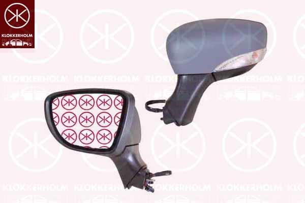 Exterior Mirror, Left, Electronically foldable, with indicator, Number of pins: 9, w/primer, Heatable, Aspherical, 26 16 594 50R (RENAULT), 96 36 699 96R (RENAULT), 96 37 376 11R (RENAULT), 96 30 243 49R (RENAULT)