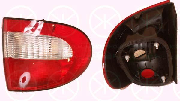 Tail Light Assembly, without bulb holder, white/red, Left, 77 00 428 320 (RENAULT)