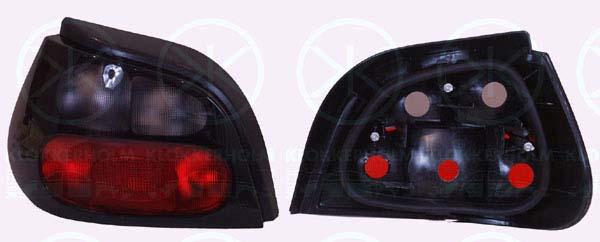 Tail Light Assembly, without bulb holder, Right, Indicator Colour: Smoke Grey, 77 01 040 646 (RENAULT)