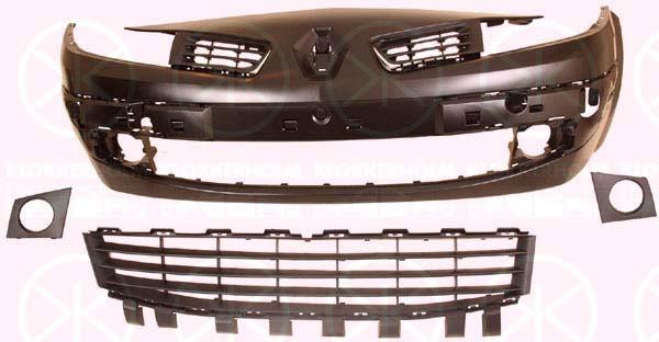 Bumper, Front, Full Body Section, w/primer, with hole(s) for fog lights, black, 62 02 235 79R (RENAULT), 620223579R (RENAULT), 77 01 476 892 (RENAULT)