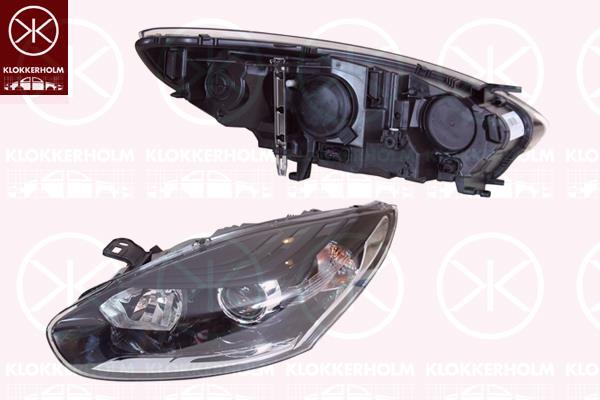 Headlight, Left, Illuminance [lx]: 17.5, H7/H7, with daytime running light (LED), with motor for headlamp levelling, Housing Colour: black, AL, 260602722R (RENAULT), 260609865R (RENAULT)