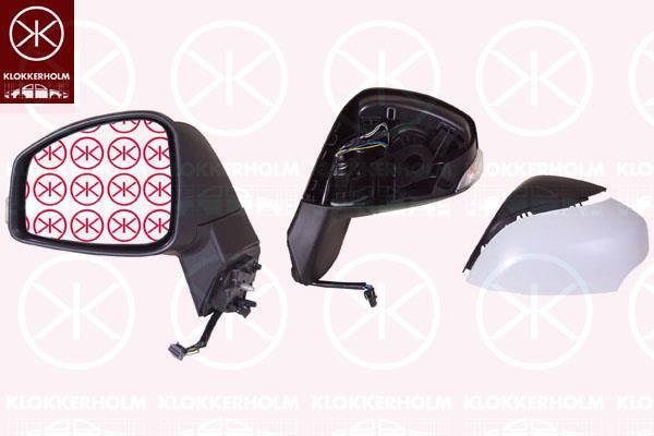 Exterior Mirror, Right, for electric mirror adjustment, Number of pins: 7, w/primer, Heatable, Convex, 26 16 000 01R (RENAULT), 96 30 198 50R (RENAULT), 96 36 567 80R (RENAULT), 96 37 482 23R (RENAULT)