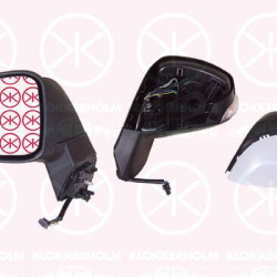 Exterior Mirror, Right, for electric mirror adjustment, Number of pins: 7, w/primer, Heatable, Convex, 26 16 000 01R (RENAULT), 96 30 198 50R (RENAULT), 96 36 567 80R (RENAULT), 96 37 482 23R (RENAULT)