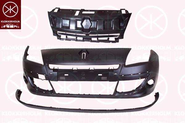 Bumper, w/primer, Front, Full Body Section, with spoiler, 62 02 222 26R (RENAULT)