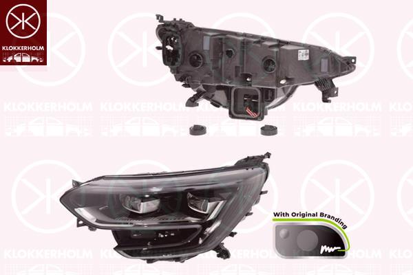 Headlight, Left, LED, with daytime running light (LED), with lettering, without motor for headlamp levelling, Valeo, 260604423R (RENAULT), 260605103R (RENAULT)