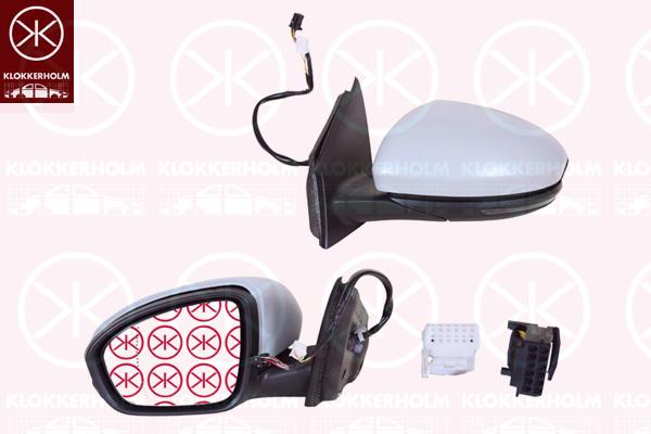 Exterior Mirror, Right, for electric mirror adjustment, Number of pins: 13, Electronically foldable, w/primer, with thermo sensor, with reading light, Heatable, Convex, 96 30 121 96R (RENAULT), 96 36 514 60R (RENAULT), 96 37 426 92R (RENAULT)