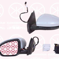 Exterior Mirror, Right, for electric mirror adjustment, Number of pins: 13, Electronically foldable, w/primer, with thermo sensor, with reading light, Heatable, Convex, 96 30 121 96R (RENAULT), 96 36 514 60R (RENAULT), 96 37 426 92R (RENAULT)