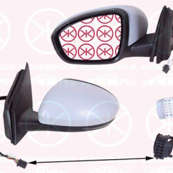 Exterior Mirror, Right, for electric mirror adjustment, Number of pins: 15, Electronically foldable, for vehicles with drive assistance system, w/primer, with thermo sensor, with reading light, Heatable, Convex, 96 30 121 96R (RENAULT), 96 37 426 92R (RENAULT), 96 36 53 951R (RENAULT)