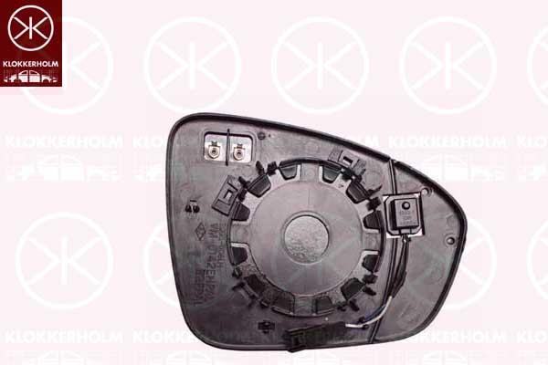 Mirror Glass, exterior mirror, Right, for vehicles with drive assistance system, Heatable, Aspherical, 963650241R (RENAULT), 963653951R (RENAULT)