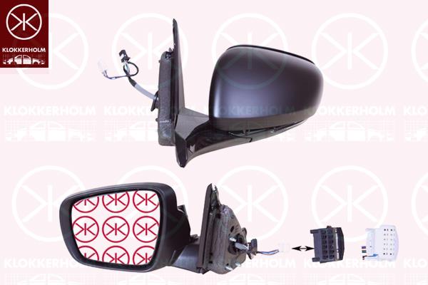 Exterior Mirror, Left, Electronically foldable, for vehicles with drive assistance system, Number of pins: 9, Number of pins: 4, w/primer, with reading light, Heatable, Aspherical, 963732210R (RENAULT), 963669335R (RENAULT), 963022763R (RENAULT), 963023640R (RENAULT), 963024954R (RENAULT)