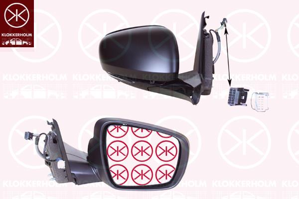 Exterior Mirror, Right, Electronically foldable, for vehicles with drive assistance system, Number of pins: 11, Number of pins: 4, w/primer, with thermo sensor, with reading light, Heatable, Aspherical, 963743020R (RENAULT), 963011516R (RENAULT), 963018662R (RENAULT), 963657141R (RENAULT)