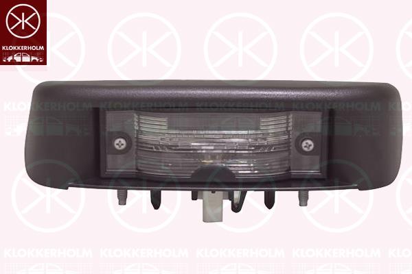 Licence Plate Light, for vehicles with raised roof, for vehicles with rear doors, with bulb holder, 26510-00QAE (NISSAN), 26510-00QAH (NISSAN), 4414011 (OPEL), 4416303 (OPEL), 8200024813 (RENAULT), 8200434687 (RENAULT), 91165634 (OPEL), 93854773 (OPEL)