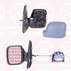 Exterior Mirror, Left, for electric mirror adjustment, with indicator, Number of pins: 8, w/primer, Heatable, Convex, 261659947R (RENAULT), 963024456R (RENAULT), 963660372R (RENAULT), 963749038R (RENAULT)