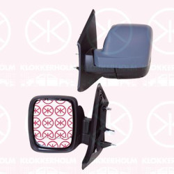 Exterior Mirror, Left, for electric mirror adjustment, w/primer, Number of pins: 5, Heatable, Convex, 44 22 987 (OPEL), 95517318 (OPEL), 95517329 (OPEL), 963025418R (RENAULT), 963027319R (RENAULT), 963027750R (RENAULT), 963666705R (RENAULT), 93451849 (RENAULT)