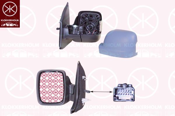 Exterior Mirror, Left, Electronically foldable, with indicator, Number of pins: 10, w/primer, Heatable, Convex, 261659947R (RENAULT), 963660372R (RENAULT), 963749038R (RENAULT), 963025832R (RENAULT)