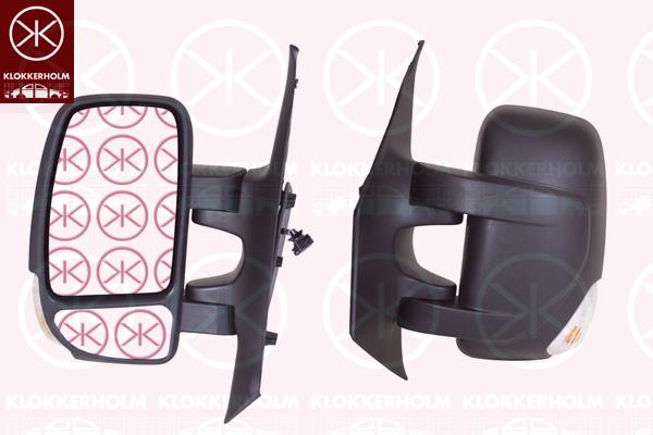 Exterior Mirror, Left, for manual mirror adjustment, Short mirror arm, with indicator, W16W, Convex, 44 19 420 (OPEL), 93197499 (OPEL), 963020624R (RENAULT), 963662420R (RENAULT)