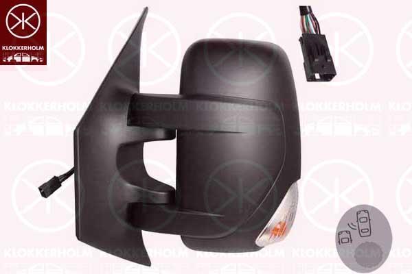 Exterior Mirror, Left, for vehicles with lane keeping assist, Short mirror arm, Number of pins: 9, with indicator, W16W, Heatable, Convex, 261652475R (RENAULT), 95508975 (OPEL), 95528607 (OPEL), 95528611 (OPEL), 963020619R (RENAULT), 963665456R (RENAULT)