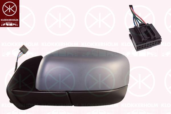 Exterior Mirror, Left, for electric mirror adjustment, Number of pins: 5, w/primer, Heatable, Convex, LR013775 (ROVER), LR013793 (ROVER), LR019962 (ROVER), LR041875 (ROVER), RO1320100 (ROVER)