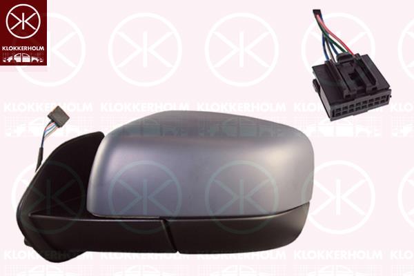 Exterior Mirror, Left, for electric mirror adjustment, Electronically foldable, Number of pins: 6, w/primer, Heatable, Convex, LR013775 (ROVER), LR019962 (ROVER), LR013766 (ROVER), LR041884 (ROVER), RO1320102 (ROVER)